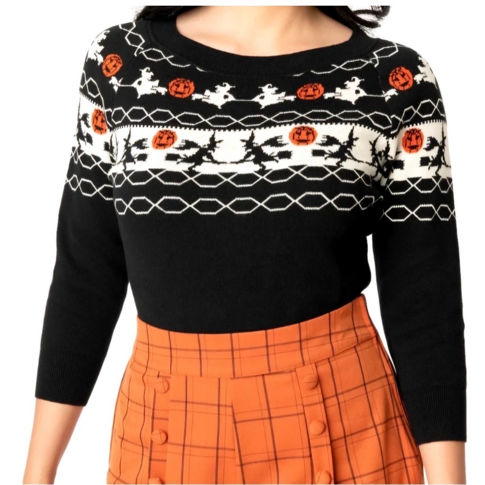Unique Vintage Black and Orange Halloween Sweater
